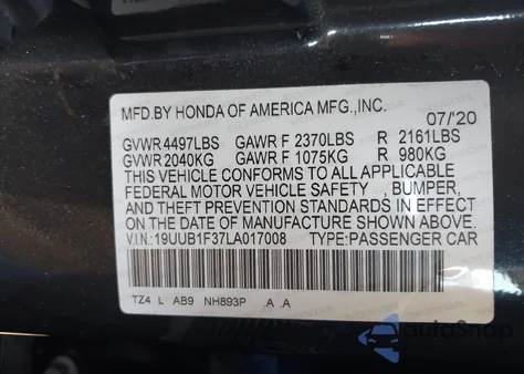 2020 Acura Tlx Standard from USA, damaged, VIN 19UUB1F37LA017008